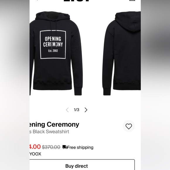 OPENING CEREMONY Authentic  black hoodie Sz L NWT! - Picture 2 of 5